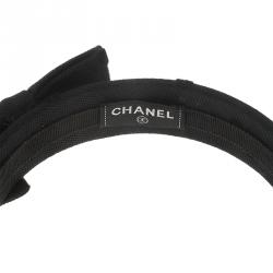 Pre Owned Chanel CC Black Polka Dot Bow Headband