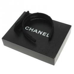 Pre Owned Chanel CC Black Polka Dot Bow Headband