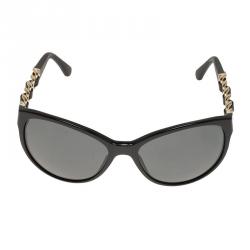 Pre Owned Chanel Black 5215 Chain Detail Cat Eye Sunglasses