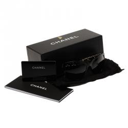 Pre Owned Chanel Black 5215 Chain Detail Cat Eye Sunglasses