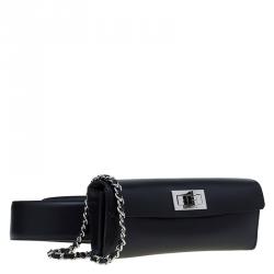 Pre Owned Chanel Black Leather Mademoiselle Waist Belt Bag