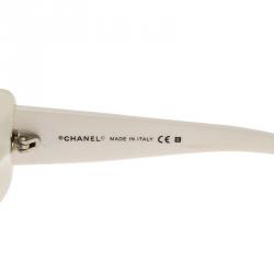 مملوكة مسبقًا Chanel White 6026-B Crystal Embellished CC Logo Sunglasses