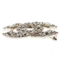 مملوكة مسبقًا Chanel CC Crystals Silver Tone Medium Pin Brooch
