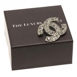 مملوكة مسبقًا Chanel CC Crystals Silver Tone Medium Pin Brooch