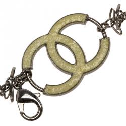 مملوكة مسبقًا Chanel CC White and Clear Beads Silver Tone Jewelry Belt