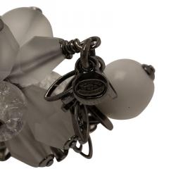 مملوكة مسبقًا Chanel CC White and Clear Beads Silver Tone Jewelry Belt