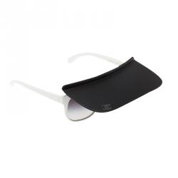 Chanel White 71046 S1476 Shield Visor Sunglasses Chanel