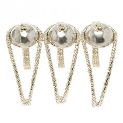 مملوكة مسبقًا Chanel CC Metallic Pearl Gold Tone Cuff Bracelet