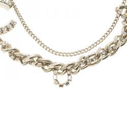 Pre Owned قلادة شانيل CC كريستال ذهبي اللون سلاسل متدرجة