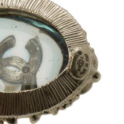 مملوكة مسبقًا قلادة شانيل CC راتنغ أزرق دلاية حجر ذهبية اللون