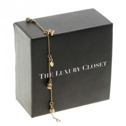 Pre Owned Chanel CC Logo Crystal Gold Tone Charm Bracelet