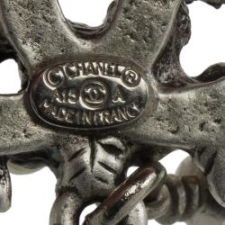 Pre Owned Chanel CC Logo Pearl Silver Tone Drop Earrings