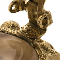 مملوكة مسبقًا أقراط شانيل CC راتنج وردي ذهبية اللون بكلبس