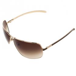 مملوكة مسبقًا Chanel Brown/Gold 4141-Q Metal Frame and Leather Aviator Sunglasses