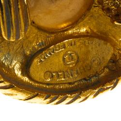 Pre Owned Chanel Vintage Faux Pearl Gold Tone Clip-on Stud Earrings