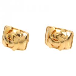 Pre Owned Chanel Vintage CC Logo Gold-Tone Clip On Stud Earrings