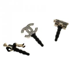 Pre Owned Chanel CC Smartphone Dust Plugs, A Set Of Three Charms