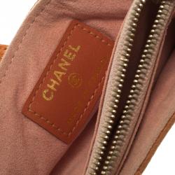 Pre Owned Chanel Peach Quilted Caviar Leather iPhone Pouch