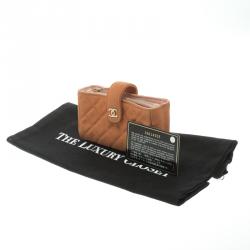 Pre Owned Chanel Peach Quilted Caviar Leather iPhone Pouch