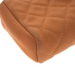 Pre Owned Chanel Peach Quilted Caviar Leather iPhone Pouch