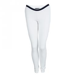 Pre Owned Chanel White Tricot Mesh Side Strap Detail Jogger Pants M