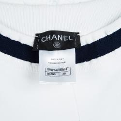 Pre Owned Chanel White Tricot Mesh Side Strap Detail Jogger Pants M