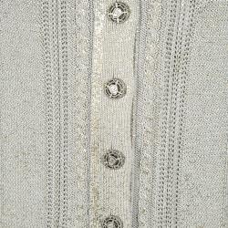 Pre Owned توب شانيل أوف شولدر تريكو رصاصي ميتاليك سلاسل M