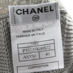 Pre Owned توب شانيل أوف شولدر تريكو رصاصي ميتاليك سلاسل M