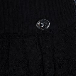 Pre Owned Chanel Black Knit Lace Overlay Bouffant Skirt M