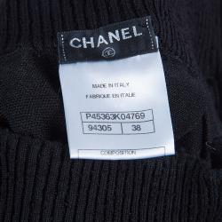 Pre Owned Chanel Black Knit Lace Overlay Bouffant Skirt M
