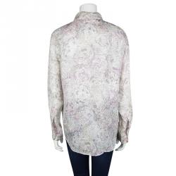 Pre Owned Chanel Multicolor Floral Printed Silk Long Sleeve Blouse L