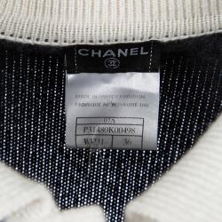 Chanel Grey Cashmere Contrast Trim Collared Cardigan S