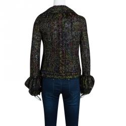 Chanel Multicolor Textured Wool Fringed Collar and Cuff Jacket S