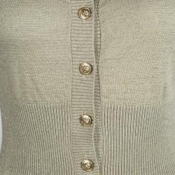 Chanel Grey Lurex Knit Rib Trim Sleeveless Top M