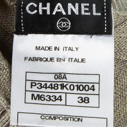 Chanel Grey Lurex Knit Rib Trim Sleeveless Top M