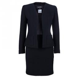 Pre Owned Chanel Black Light Bouclé Skirt Suit M