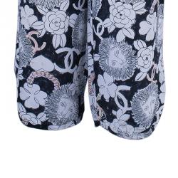 Pre Owned Chanel Silk Printed Palazzo Pants M