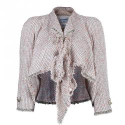 Pre Owned Chanel Salmon Pink Tie-Front Boucle Jacket S