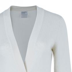 Pre Owned Chanel White Cashmere Cardigan S
