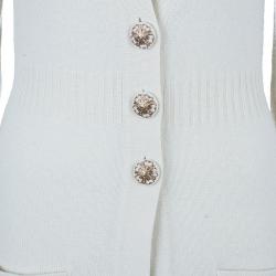 Pre Owned Chanel White Cashmere Cardigan S