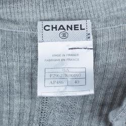 Pre Owned Chanel Gray Ruffled Cardigan M