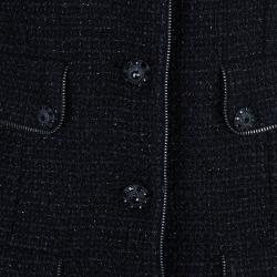 Pre Owned Chanel Black Boucle Zip Detail Jacket L