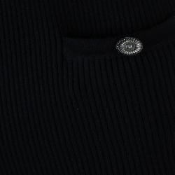 Pre Owned توب شانيل صوف أسود برقبة عالية M