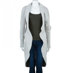 Pre Owned Chanel Grey Cashmere Long Cardigan M