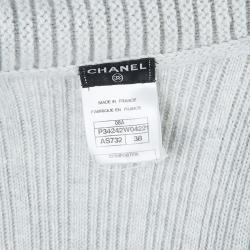 Pre Owned Chanel Grey Cashmere Long Cardigan M