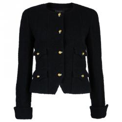Pre Owned Chanel Black Wool Four Pocket Jacket S