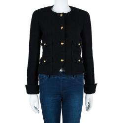 Pre Owned Chanel Black Wool Four Pocket Jacket S