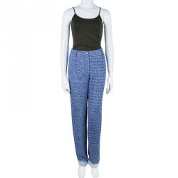 Pre Owned Chanel Blue Tweed Trousers M