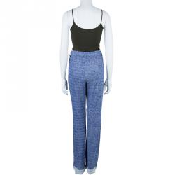 Pre Owned Chanel Blue Tweed Trousers M