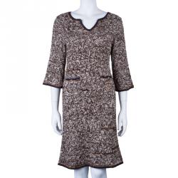 Pre Owned Chanel Brown Two Pocket Knit Dress M